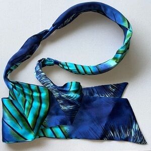 Tasha cobalt blue/teal green silk fabric headband